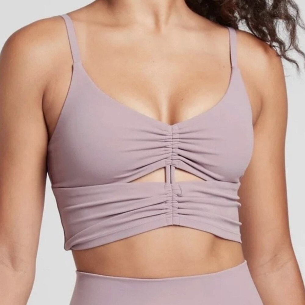 Athleta A-C Cinch Longline Bra Cinch Cutout Tank Top Lavender Purple NWT